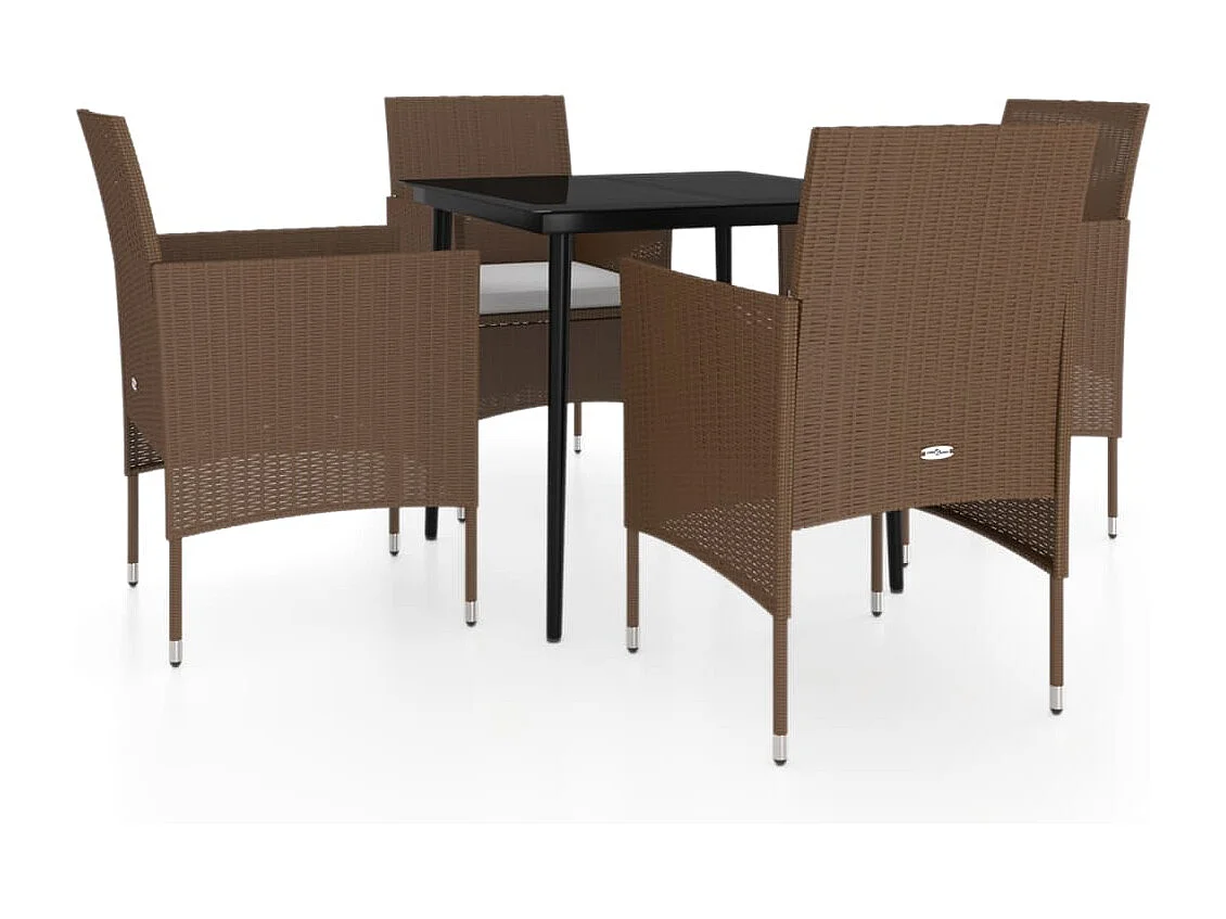 Cesarino 5-delige Tuinset met kussens bruin en zwart