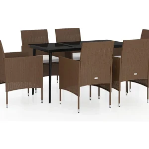 Cesarino 7-delige Tuinset met kussens bruin en zwart Cesarino 7-delige Tuinset met kussens bruin en zwart