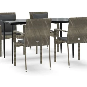 Chelan 5-delige Tuinset met kussens poly rattan zwart en grijs Chelan 5-delige Tuinset met kussens poly rattan zwart en grijs