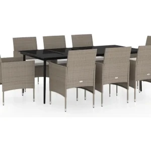 Cesarino 9-delige Tuinset met kussens beige en zwart Cesarino 9-delige Tuinset met kussens beige en zwart