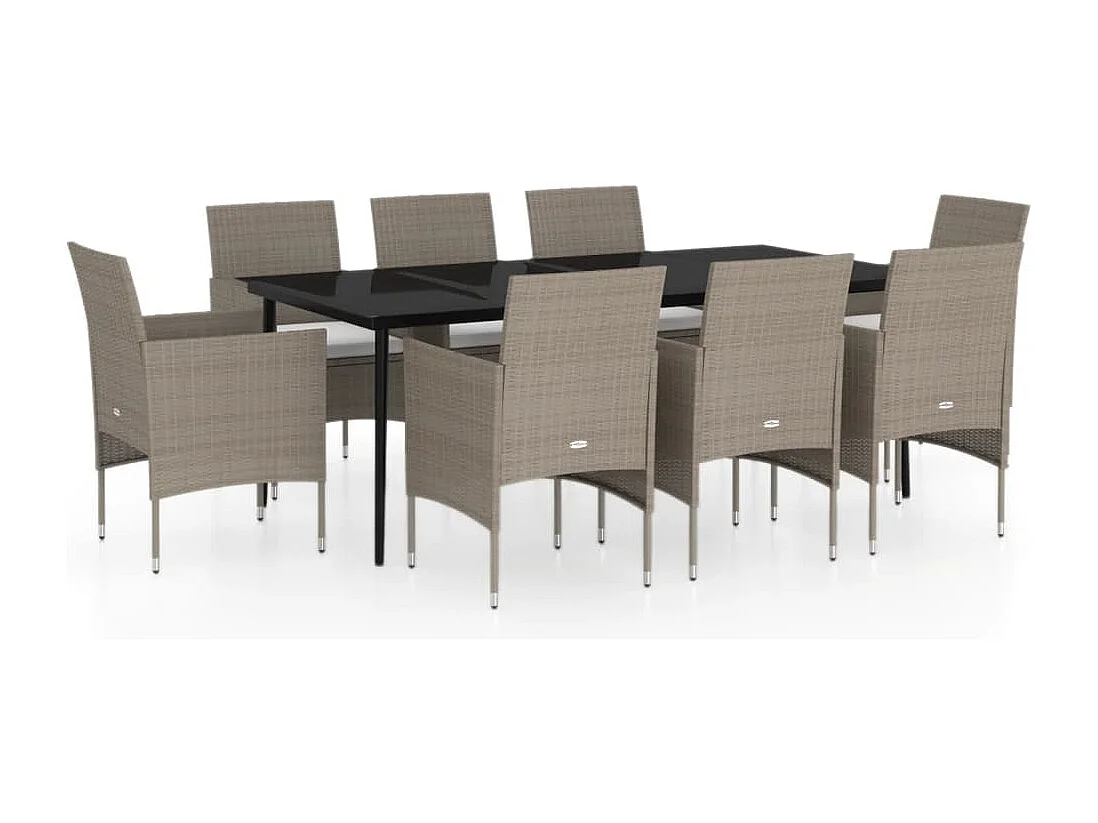 Cesarino 9-delige Tuinset met kussens beige en zwart