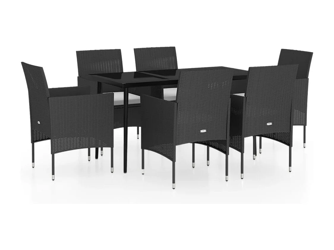 Cesarino 7-delige Tuinset met kussens zwart