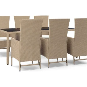 Briena 7-delige Tuinset met kussens poly rattan beige Briena 7-delige Tuinset met kussens poly rattan beige