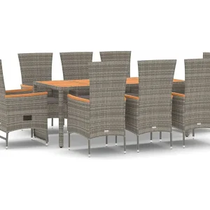 Cape May 9-delige Tuinset met kussens poly rattan grijs Cape May 9-delige Tuinset met kussens poly rattan grijs