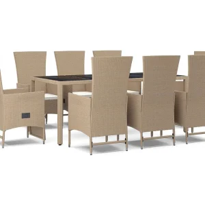 Briena 9-delige Tuinset met kussens poly rattan beige Briena 9-delige Tuinset met kussens poly rattan beige