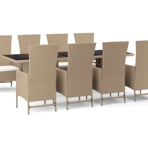 Briena 9-delige Tuinset met kussens poly rattan beige Briena 9-delige Tuinset met kussens poly rattan beige
