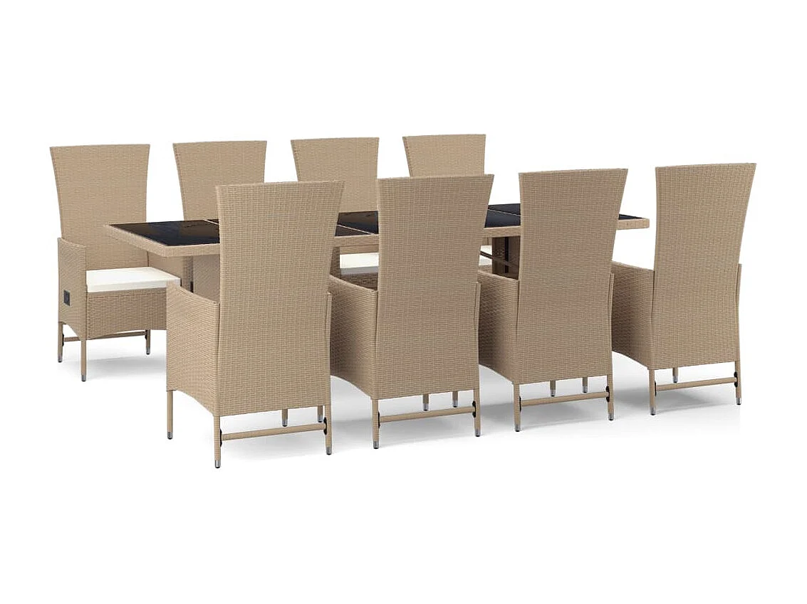 Briena 9-delige Tuinset met kussens poly rattan beige