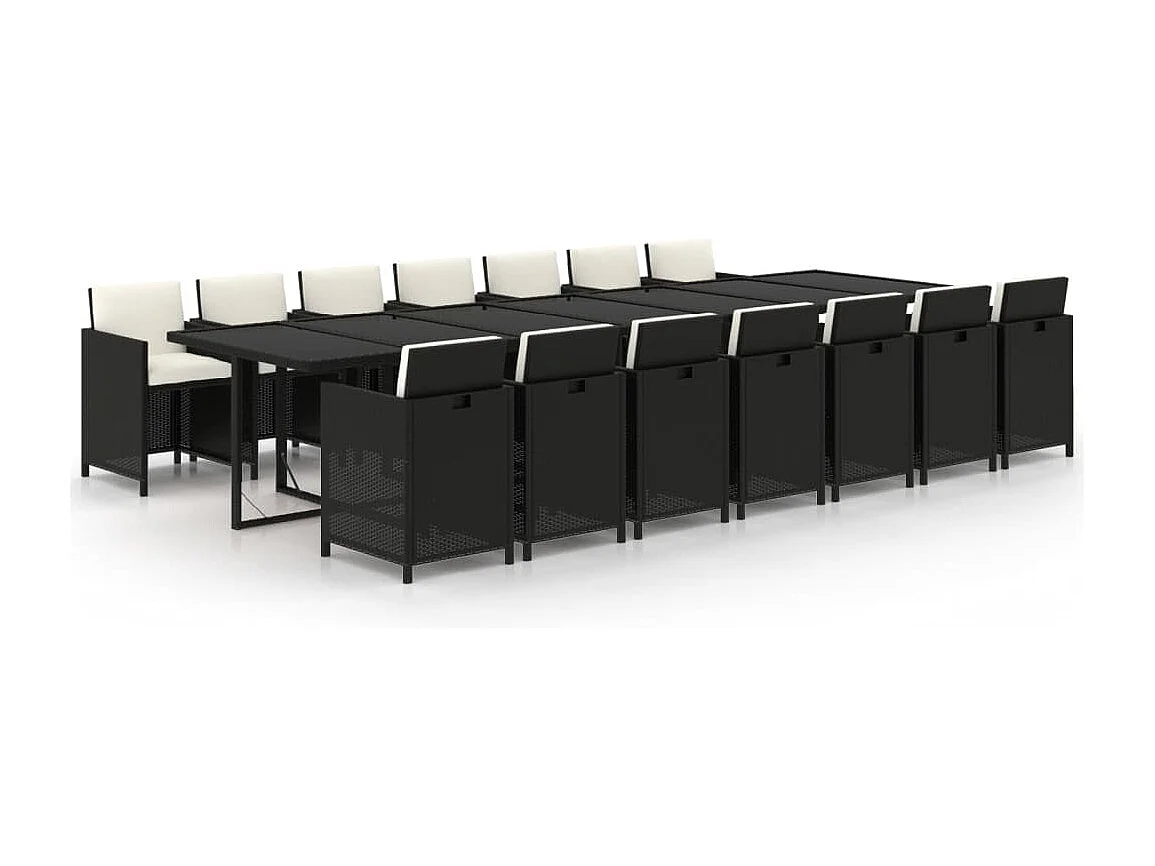 Browns Mills 15-delige Tuinset met kussens poly rattan zwart
