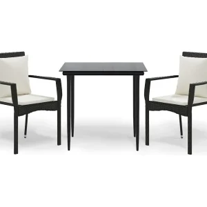 Chelan 3-delige Tuinset met kussens poly rattan zwart Chelan 3-delige Tuinset met kussens poly rattan zwart