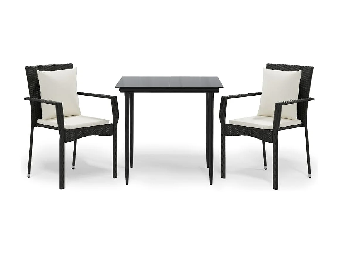 Chelan 3-delige Tuinset met kussens poly rattan zwart