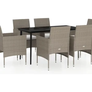 Cesarino 7-delige Tuinset met kussens beige en zwart Cesarino 7-delige Tuinset met kussens beige en zwart