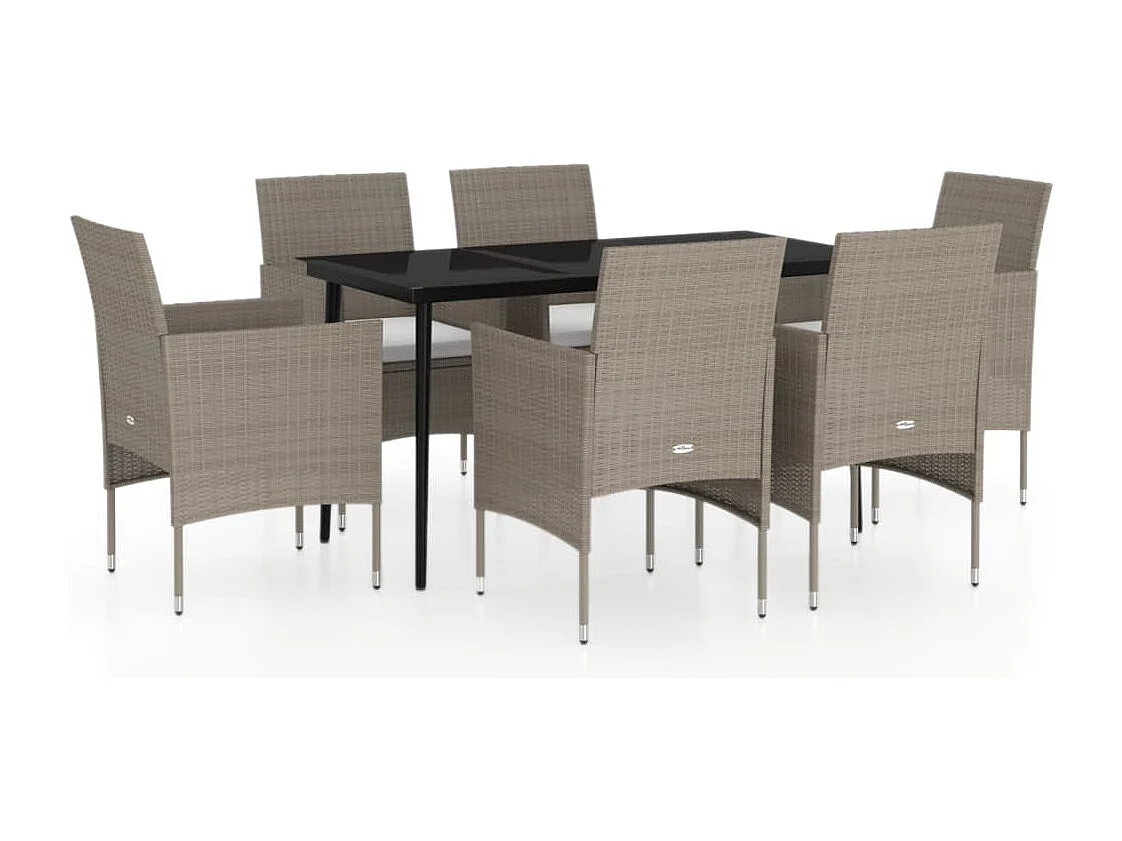 Cesarino 7-delige Tuinset met kussens beige en zwart