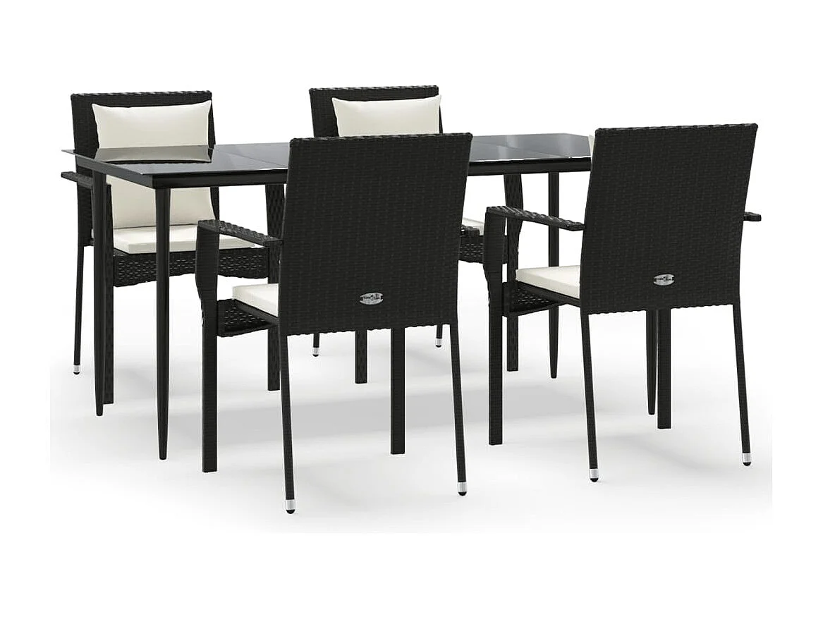 Chelan 5-delige Tuinset met kussens poly rattan zwart