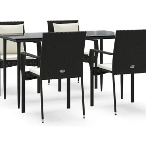 Chelan 5-delige Tuinset met kussens poly rattan zwart Chelan 5-delige Tuinset met kussens poly rattan zwart