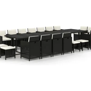 Browns Mills 19-delige Tuinset met kussens poly rattan zwart Browns Mills 19-delige Tuinset met kussens poly rattan zwart