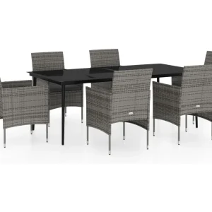 Cesarino 7-delige Tuinset met kussens grijs en zwart Cesarino 7-delige Tuinset met kussens grijs en zwart