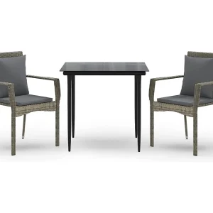 Chelan 3-delige Tuinset met kussens poly rattan zwart en grijs Chelan 3-delige Tuinset met kussens poly rattan zwart en grijs