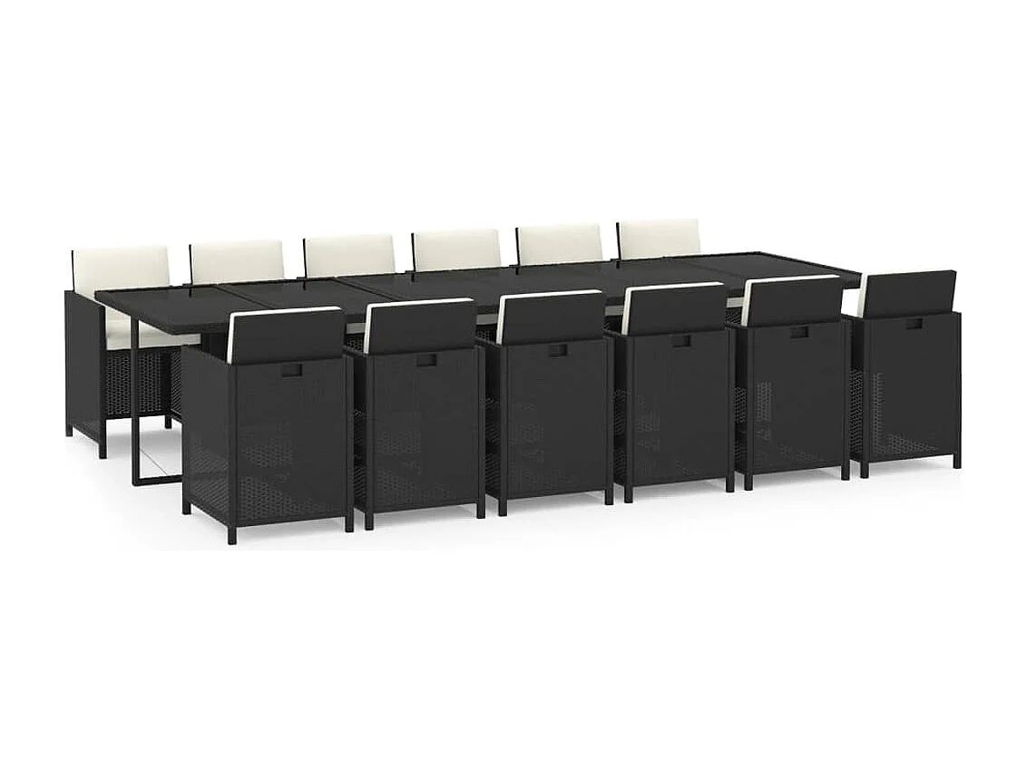 Browns Mills 13-delige Tuinset met kussens poly rattan zwart