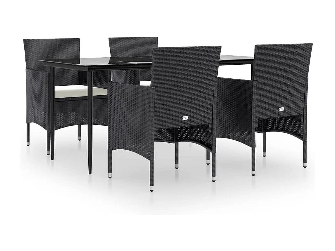 Cesarino 5-delige Tuinset met kussens zwart