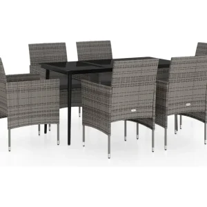 Cesarino 7-delige Tuinset met kussens grijs en zwart Cesarino 7-delige Tuinset met kussens grijs en zwart