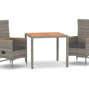 Brunnir 3-delige Tuinset met kussens poly rattan grijs Brunnir 3-delige Tuinset met kussens poly rattan grijs
