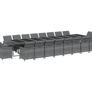 Browns Mills 21-delige Tuinset met kussens poly rattan grijs Browns Mills 21-delige Tuinset met kussens poly rattan grijs