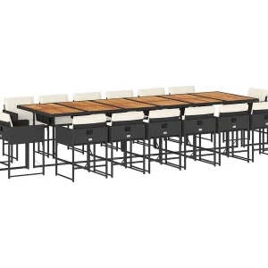 Brienne  17-delige Tuinset met kussens poly rattan zwart