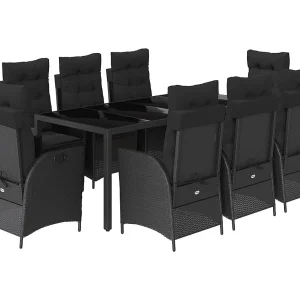 Chattanooga 9-delige Tuinset poly rattan zwart Chattanooga 9-delige Tuinset poly rattan zwart