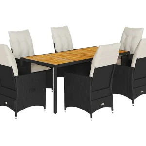 Carlisle 7-delige Tuinset met kussens poly rattan zwart Carlisle 7-delige Tuinset met kussens poly rattan zwart