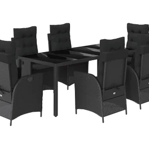 Chattanooga 7-delige Tuinset met kussens poly rattan zwart Chattanooga 7-delige Tuinset met kussens poly rattan zwart