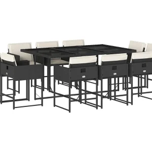 Brienne 11-delige Tuinset met kussens poly rattan zwart Brienne 11-delige Tuinset met kussens poly rattan zwart
