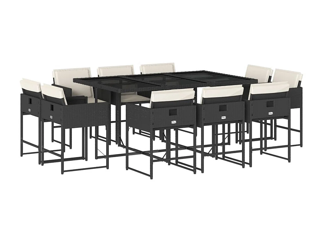 Brienne 11-delige Tuinset met kussens poly rattan zwart