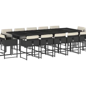 Brienne 15-delige Tuinset met kussens poly rattan zwart Brienne 15-delige Tuinset met kussens poly rattan zwart