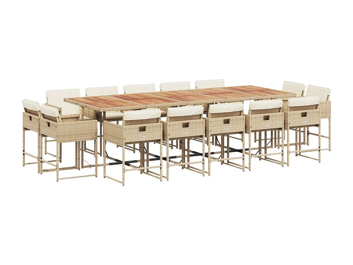 Brienne 15-delige Tuinset met kussens poly rattan beige