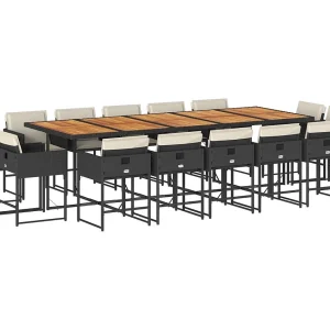 Brienne 15-delige Tuinset met kussens poly rattan zwart Brienne 15-delige Tuinset met kussens poly rattan zwart