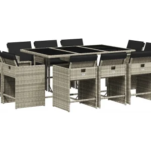 Celina  11-delige Tuinset met kussens poly rattan lichtgrijs