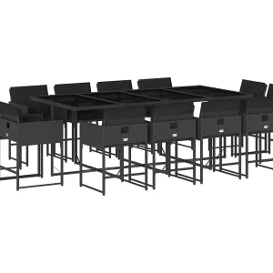 Brienne 13-delige Tuinset met kussens poly rattan zwart Brienne 13-delige Tuinset met kussens poly rattan zwart