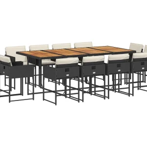 Brienne 13-delige Tuinset met kussens poly rattan zwart Brienne 13-delige Tuinset met kussens poly rattan zwart