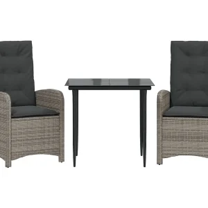 Caltanissetta 3-delige Tuinset met kussens poly rattan grijs Caltanissetta 3-delige Tuinset met kussens poly rattan grijs