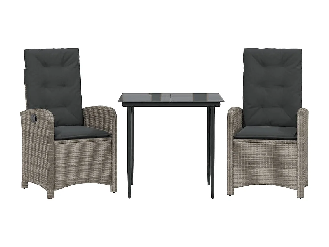 Caltanissetta 3-delige Tuinset met kussens poly rattan grijs