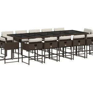 Brienne 15-delige Tuinset met kussens poly rattan bruin Brienne 15-delige Tuinset met kussens poly rattan bruin