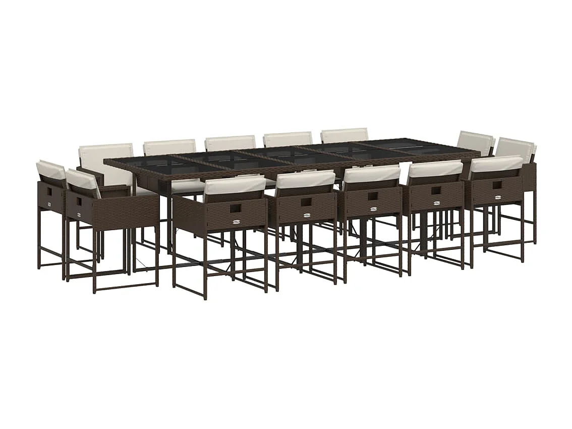 Brienne 15-delige Tuinset met kussens poly rattan bruin