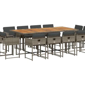 Brienne 13-delige Tuinset met kussens poly rattan grijs Brienne 13-delige Tuinset met kussens poly rattan grijs