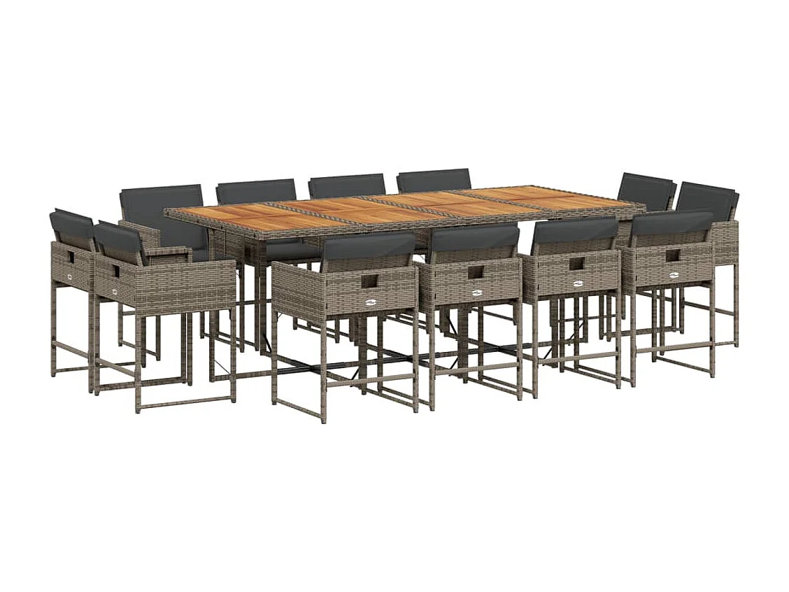 Brienne 13-delige Tuinset met kussens poly rattan grijs