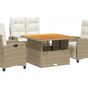 Brazil  4-delige Tuinset met kussens poly rattan beige