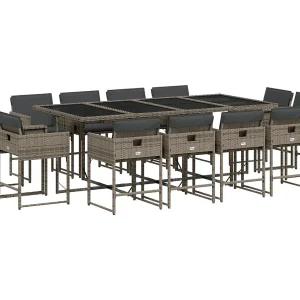 Brienne 13-delige Tuinset met kussens poly rattan grijs Brienne 13-delige Tuinset met kussens poly rattan grijs