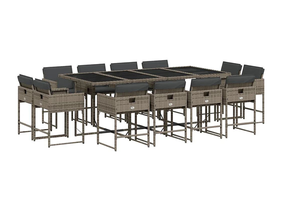 Brienne 13-delige Tuinset met kussens poly rattan grijs