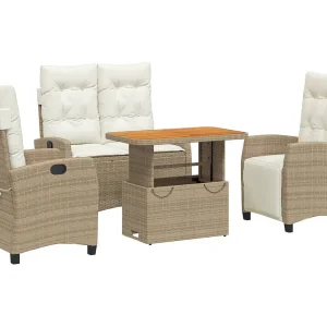 Brazil  4-delige Tuinset met kussens poly rattan beige