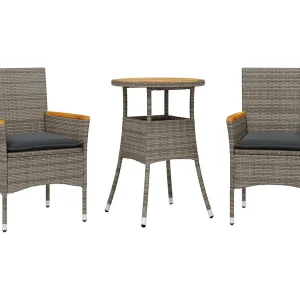 Butler 3-delige Tuinset met kussens poly rattan en acaciahout grijs Butler 3-delige Tuinset met kussens poly rattan en acaciahout grijs