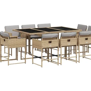 Brienne 11-delige Tuinset met kussens poly rattan gemengd beige Brienne 11-delige Tuinset met kussens poly rattan gemengd beige